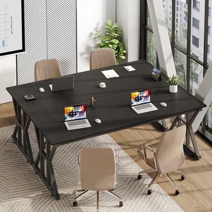 TVU 63-Inch Executive Desk, Large Office Desk with Thicken Frame, Computer Desk Modern Simple Desk for Home Office, Black - color: Black, size: 63inch