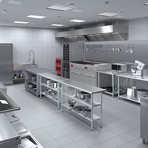Stainless Steel Work Table with 2 Shelves | Metal Utility Table | Commercial & Residential NSF Utility (Stainless Steel Table with 2 Shelves, 60" Long x 18" Deep) - size: 60" Long x 18" Deep