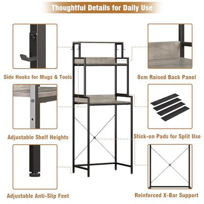 Espelism 3-Tier Kitchen Bakers Rack with Adjustable Shelves, Freestanding Kitchen Microwave Stand with Storage, Split Design Coffee Bar Shelf for Home Office (Black Oak, 25.6") - color: Black Oak