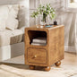 Small Narrow Nightstand with Drawers, Solid Wood Nightstand, Walnut Night Stand, Mid Century Side Table, Modern Bedside Tables for Bedroom (10 inch) - style: Narrow Nightstand