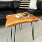 Natural Edge End Table, Live Edge Side Table with Hairpin Legs, Small Natural Wood Coffee Table ，Stump End Table for Living Room, Bedroom, Farmhouse Decor (20" L x 13" W x 20" T) - size: 20" L x 13" W x 20" H