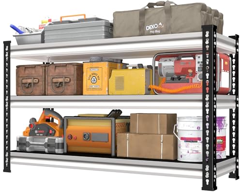 Utility Storage Garage Shelving - 48'' Wide 1500 Lbs Heavy Duty 3 Tier Metal Shelves Adjustable - Freestanding Rack Units for Basement Kitchen Pantry - White 48" W x 18" D x 39" H - size: 48"Wx18"D-3T-WT