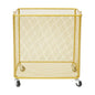 Wire Metal Rolling Laundry Basket On Wheels,Gold Mesh Wire Laundry Basket Storage Cart for Bathroom Bedroom Dirty Clothes Storage (I) - size: I
