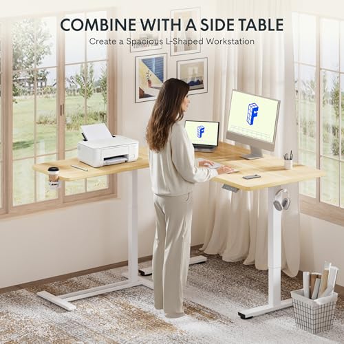 FLEXISPOT Adjustable C Table with Wheels, Mobile Snack Side End Table Sofa Couch Bedside Table Laptop Rolling Cart TV Tray Night Stand Small Space Side Table,(27.6" W x 15.7" D,Maple) - color: Maple, size: Medium