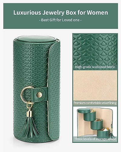 VLANDO Wedding Gifts for Women, Travel Jewelry Box, Bridal Shower Bridesmaid Gifts for Wedding Day Bride Gifts, Bridesmaid Proposal Gifts, Travel Jewelry Organizer - Green - color: Green