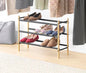Whitmor 3-Tier Expandable Shoe Rack - Store up to 12 pairs of shoes - Bamboo & Matte Black - color: 3-tier,bamboo & Matte Black