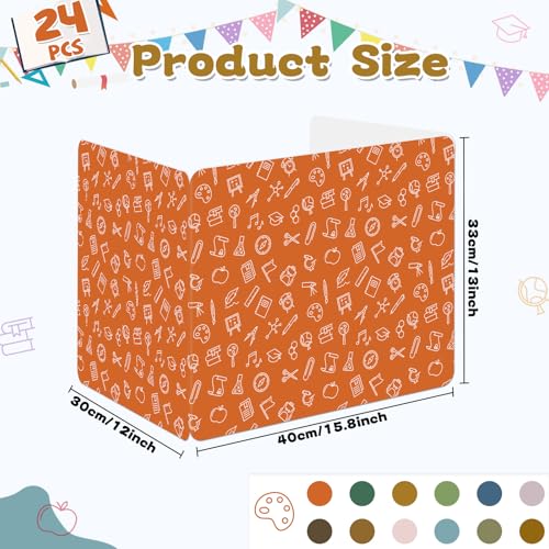 gisgfim 24 Pack Privacy Shields for Student in 12 Boho Colors Desk Dividers Durable Privacy Folders Testing Dividers Shield Study Boards Panel Partition for Classroom Teacher Back to School Supplies - style: Boho