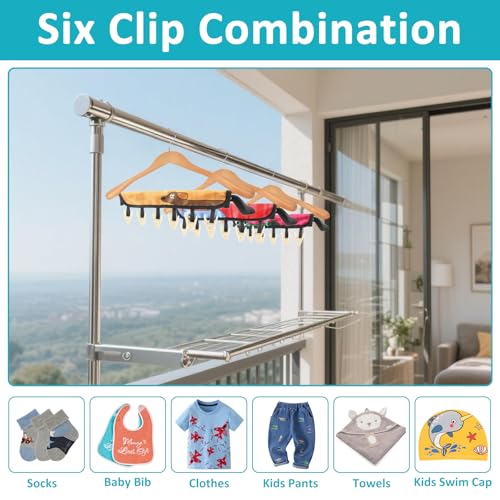 TamBee Travel Hanger Clips, Cruise Ship Essentials Portable Folding Clothes Hanger Clips Towel Drying Rack Sock Dock Swimsuit Drying Rack Hanger with 6 Clips Pack of 3 (Animals) - color: Animals
