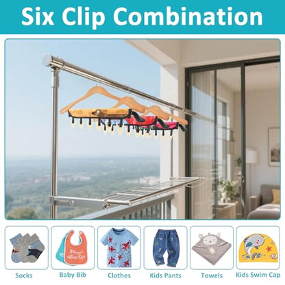 TamBee Travel Hanger Clips, Cruise Ship Essentials Portable Folding Clothes Hanger Clips Towel Drying Rack Sock Dock Swimsuit Drying Rack Hanger with 6 Clips Pack of 3 (Animals) - color: Animals