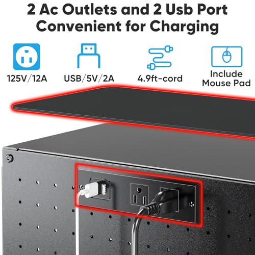 POKIPO Computer Tower Stand with Charge Station and USB Port,Pc CPU Holder Cart for Floor Carpet with Wheels,Heavy Duty Metal,Adjustable Height,Rolling Pc Printer Desktop Under Desk for Home Office
