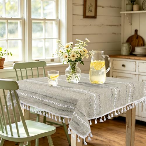 Small Square Tablecloth 36 x 36 inch, Boho Linen Table Cover for Round Coffee Table, Side End Bedside, Nightstand Cover for Top, Dresser Cloth Topper, Rustic Farmhouse Spring Summer Home Decor - color: Brown, size: 36" x 36" (Square)