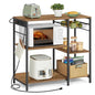 VASAGLE Baker's Rack, Coffee Bar Stand with Charging Station, 35.6 Inches Tall, Storage Shelves, Pull-Out Wire Basket, Table for Microwave, Kitchen, Honey Brown and Ink Black UKKS036K41 - color: Honey Brown + Ink Black, style: With Power Outlet