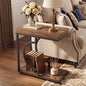 Tribesigns C Shaped Modern End Table for Coach with Metal Frame | Wood Grain, Small Side Table for Living Room, Nightstand for Bedroom, Rustic Brown&Black - color: Rustic Brown&black