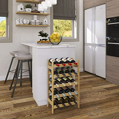 SMIBUY Bamboo Wine Rack, 20 Bottles Display Holder, 5-Tier Free Standing Storage Shelves for Kitchen, Pantry, Cellar, Bar (Natural) - color: Natural