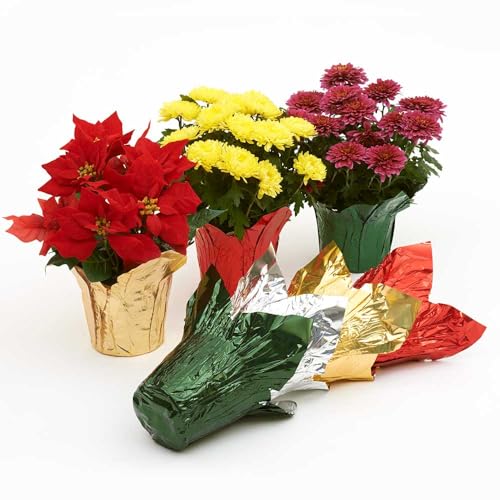 Premium 4.5" Floral foil Plant Pot Covers - 5 Units (Metallic Gold)