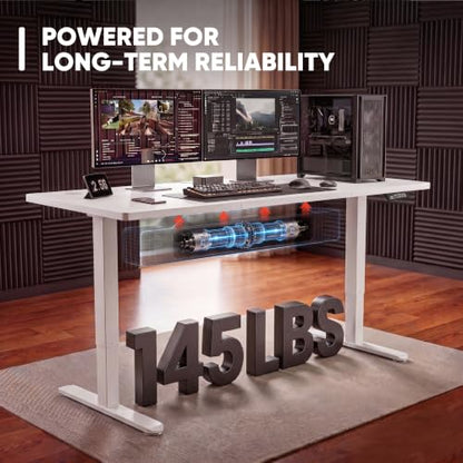 Furmax 48 Inches Electric Height Adjustable Standing Desk Home Office Desk | Large Sit Stand Up Computer Desk Memory Preset with T-Shaped Metal Bracket, White - color: White, size: 48 Inch