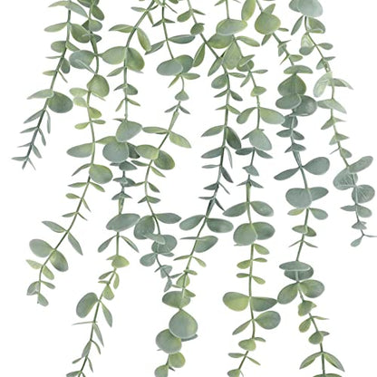 COCOBOO 2 Pcs Artificial Eucalyptus Plants Shelf Hanging Fake Plant in Pot for Wall Bedroom Home Patio Indoor Outdoor Decor - size: 5.9in-24in