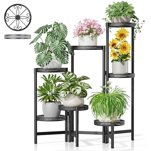 Stand Plants, 7 Tier Metal Plant Stands for Outdoor Indoor Plants,Heavy Duty Flower Pot Stands for Multiple Plants,Decoration Display Racks for Patio Garden -BlackS - color: BlackS, size: 7-tiers