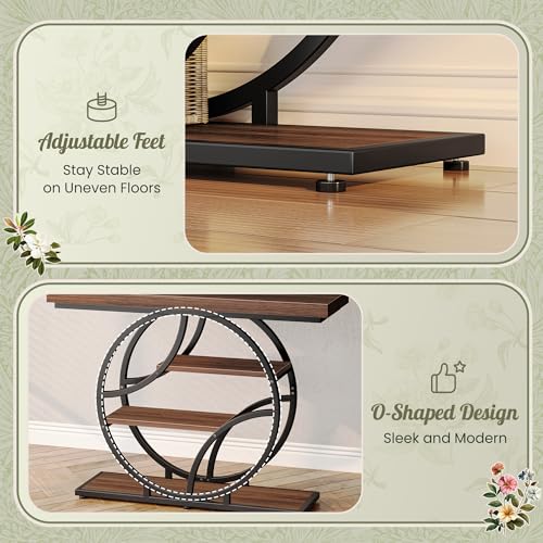 Huuger 41.3 Inch Entryway Table, Modern Console Sofa Table, Accent Table with Shelves, for Entry, Hallway, Entrance, Foyer, O-Shaped Metal Frame, Dark Walnut - color: Dark Walnut, size: 11.8"D x 41.3"W x 31.5"H