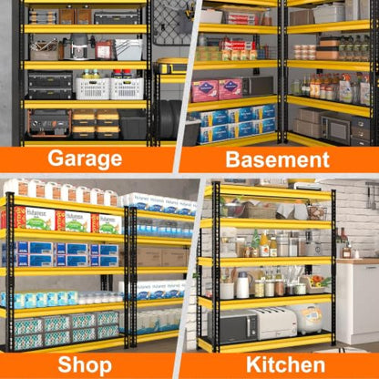 Utility Storage Garage Shelving - 48'' Wide 3000 Lbs Heavy Duty 5 Tier Metal Shelves Adjustable - Freestanding Rack Units for Basement Kitchen Pantry - Yellow 48" W x 18" D x 78" H - size: 48"Wx18"D-5T-YL