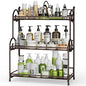 EKNITEY Bathroom Organizer Shelf Countertop - 3 Tier Spice Rack No Assembly | Kitchen Counter Organizer, for Skincare Makeup Vanity, Sturdy Metal Frame, Easy to Clean, Space-saving, Foldable, Brown - color: Brown