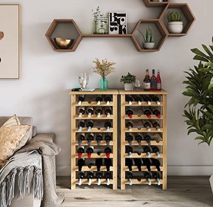 SMIBUY Bamboo Wine Rack, 28 Bottles Display Holder with Table Top, 7-Tier Free Standing Storage Shelves for Kitchen, Pantry, Cellar, Bar (Natural) - color: Natural