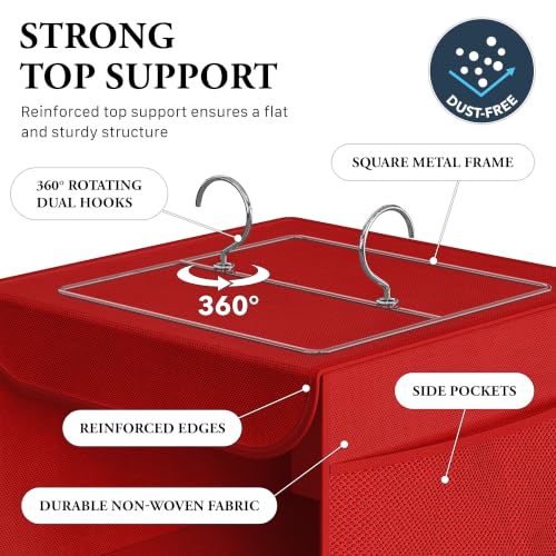 Simple Houseware 5 Shelf Hanging Closet Organizer, Red - color: Red, size: 5 Shelf