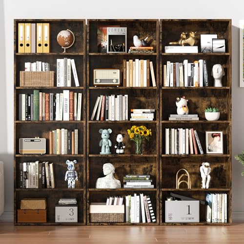 Shintenchi Bookshelf,6-Tier Open Bookcase and Bookshelves,6 Shelf Display Storage Shelves Floor Standing 70.6 inches Tall Bookcase for Home Office, Living Room (Brown) - color: Brown