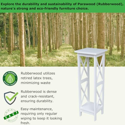 IC International Concepts, 36" X-Sided Plant Stand , Solid Real Wood, Sturdy Parawood, Snow White - color: Snow White, size: 12 inch W x 12 inch D x 36 inch H