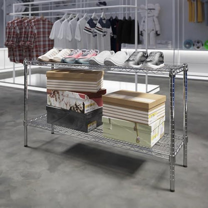 14" Deep x 48" Wide x 27" Height Wire Shelving Kit | 2-Tier | NSF Commercial Storage Rack Unit - size: 14" Deep x 48" Wide