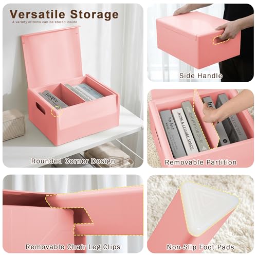 HOTEAGLE Modern Nightstand - Multifunctional Plastic Bedside Table with Storage Space, Side Table Easy Assembly for Bedroom, Dorm and Small Areas (14.2" D x 11.8" W x 15.78" H, Pink) - color: Pink