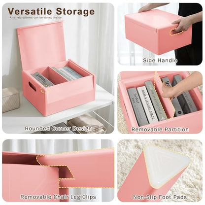 HOTEAGLE Modern Nightstand - Multifunctional Plastic Bedside Table with Storage Space, Side Table Easy Assembly for Bedroom, Dorm and Small Areas (14.2" D x 11.8" W x 15.78" H, Pink) - color: Pink