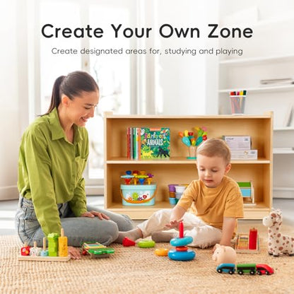 OOOK Montessori Shelf, Toy Organizers and Storage, 2-Tier Toddler Bookshelf Suitable for Classroom, Kindergarten, Kids Room, Playroom and Daycare Center - size: Montessori 2-Tier Toddler Bookshelf