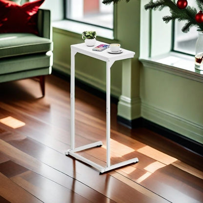 TUTOTAK C Shaped End Table, Small Side Table, 28.7 inch Tall Couch Table | Slim C Table for Sofa, Small Space, Living Room, Bedside, Bed Room, White TB01BW071 - color: White