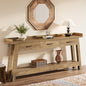 Tribesigns 70.9-Inch Sofa Console Table with 3 Drawers, 2-Tier Extra Long Farmhouse Entryway Table with Raised Baffle and Storage Shelves for Living Room, Couch, Hallway, Foyer, Entrance, Rustic Brown
