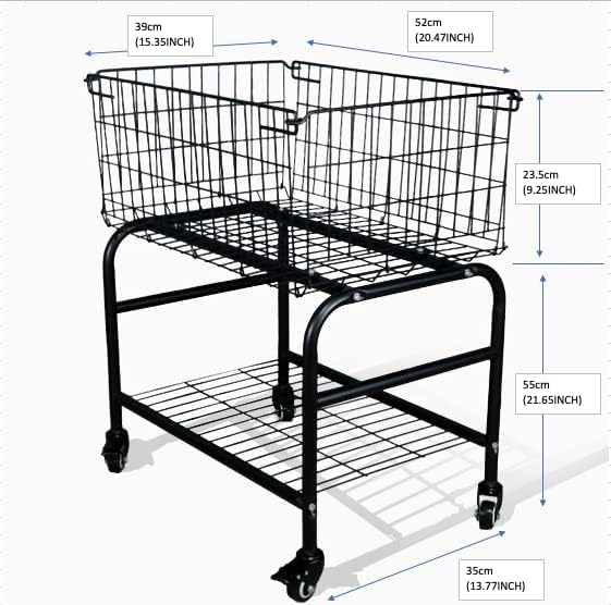 Rolling Laundry Basket with Wheels, 31" Height Heavy Duty 2-Tier Metal Wire Laundry Cart, Foldable Hamper with Industrial Wheels & Brakes for Clothes, Bedroom, Dorm, Apartment, Black - color: black