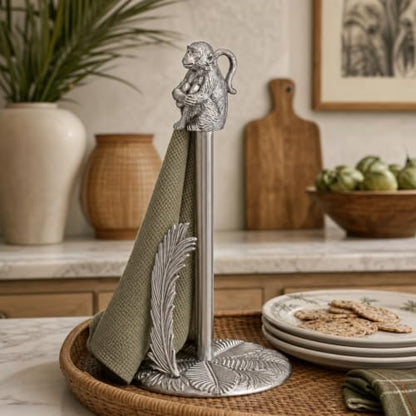 Arthur Court Monkey Paper Towel Holder - Aluminum Safari Design - 15 Inch Tall Countertop Accessory - size: Monkey