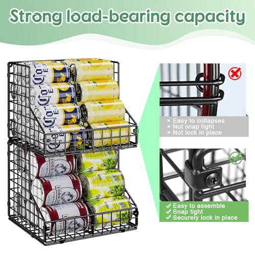 JKsmart 6 Pack Stackable Can Organizer for Pantry with Adjustable Dividers, Soda Can Organizer, Can Storage Dispenser Holds up to 84 Cans, Metal Wire Baskets Can Holder for Kitchen Cabinet Pantry - size: S-(6 pack)