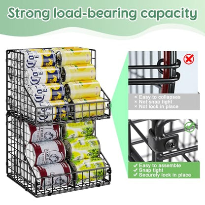 JKsmart 6 Pack Stackable Can Organizer for Pantry with Adjustable Dividers, Soda Can Organizer, Can Storage Dispenser Holds up to 84 Cans, Metal Wire Baskets Can Holder for Kitchen Cabinet Pantry - size: S-(6 pack)