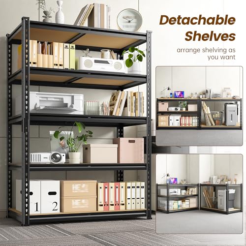 DurayLoly 5-Tier Storage Shelves, 1980LBS Adjustable Pantry Shelves, Metal Shelving Unit for Storage, Kitchen, Pantry, Closet, Laundry, Garage, 72.06" H x 35.55" W x 15.76" D - size: 72.06" H x 35.55"W x 15.76" D