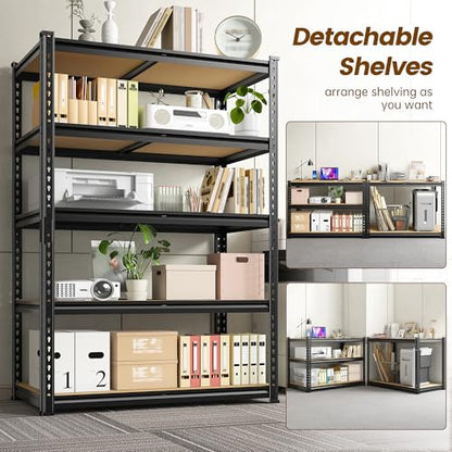 DurayLoly 5-Tier Storage Shelves, 1980LBS Adjustable Pantry Shelves, Metal Shelving Unit for Storage, Kitchen, Pantry, Closet, Laundry, Garage, 72.06" H x 35.55" W x 15.76" D - size: 72.06" H x 35.55"W x 15.76" D