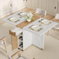 Folding Dining Table with 6 Wheels, Drop Leaf Tables for Small Spaces, Foldable Dining Table with 2-Layer Storage Rack, Kitchen Table with Drawer (White and Oak) - color: White