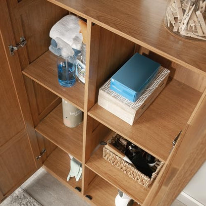 Sauder Select Storage Cabinet, Pantry Cabinet Kitchen Storage with Adjustable Shelves, Bathroom Storage Cabinet, in Highland Oak - color: Highland Oak