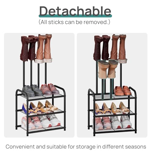 viewcare Black Boot Rack, Small Boot Rack Organizer, Tall Boots with Shoe Rack for Closet, Shoe Shelf Storage Organizer for Entryway Small Space - size: Small