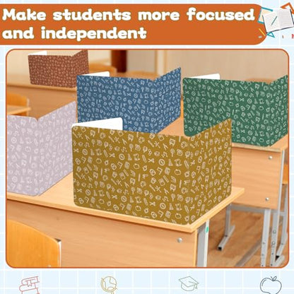 gisgfim 24 Pack Privacy Shields for Student in 12 Boho Colors Desk Dividers Durable Privacy Folders Testing Dividers Shield Study Boards Panel Partition for Classroom Teacher Back to School Supplies - style: Boho