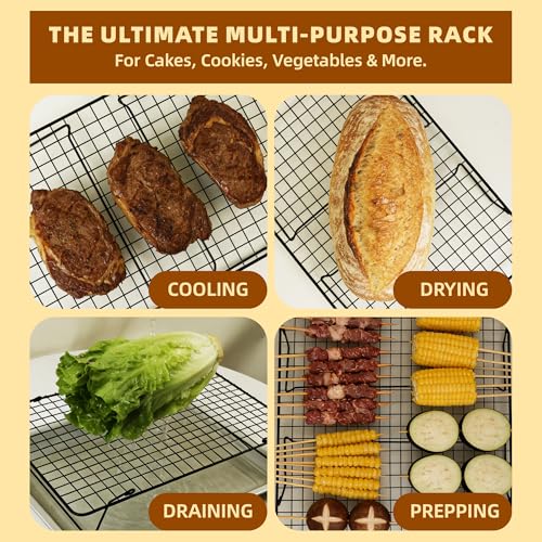 Cooling Rack 16"x10", 4-Tier Stackable & Collapsible Cooling Racks | Cooling Racks for Cooking and Baking, Roasting, Grilling, Oven & Dishwasher Safe (Black, 4-Tier) - color: Black, size: 4-Tier