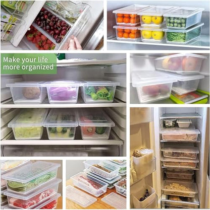 SILIVO Fruit Storage Containers for Fridge (3 Pack) - 1.5L Produce Saver Containers for Refrigerator with Removable Drain Tray Keep Fresh for Produce, Bacon, Fruits and Vegetables