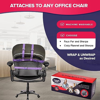 The Original Office Chair Blanket by SnuggleBack; Cozy Comfy Office Desk Chair Wrap Attaches for Hands-Free Warmth. Stay Warm In The Winter or Summer. (Silver Grey Faux Fur) - color: Silver Fox Grey Fur