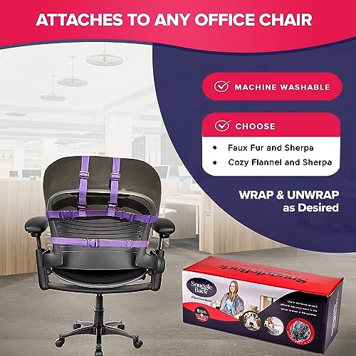 Black Fur: The Original Office Chair Blanket by SnuggleBack; Cozy Comfy Office Desk Chair Wrap Attaches for Hands-Free Warmth. Stay Warm In The Winter or Summer. (Black Faux Fur) - color: Black