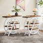 Tribesigns End Table Set of 2, 3-Tier Modern Narrow Side Table with Storage, Wood Sofa Side Table with Geometric Metal Frame, Nightstand and Bedside Table for Bedroom (Light Brown+White) - color: Light Brown&white